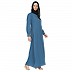 A-line abaya with potli buttons on front panel - French blue